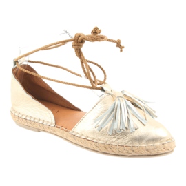 Espadrile pentru femei, Badura, legate 4875 de aur 1 Espadrile pentru femei, Badura, legate 4875 de aur 1