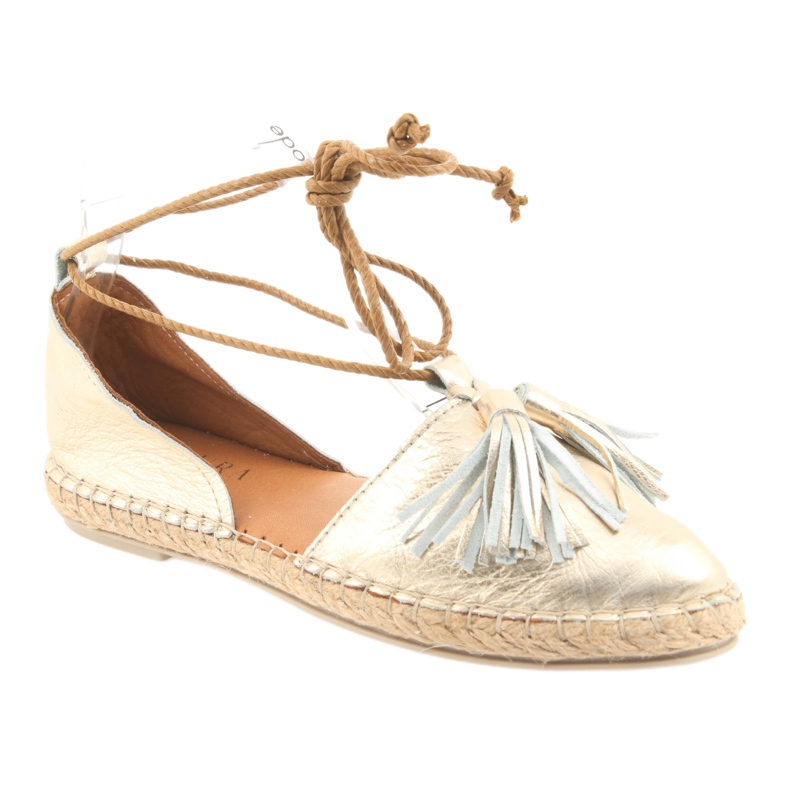Espadrile pentru femei, Badura, legate 4875 de aur 1 Espadrile pentru femei, Badura, legate 4875 de aur 1