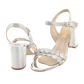 Sandale argintii pentru femei Gamis 3658 albastru gri roz 8