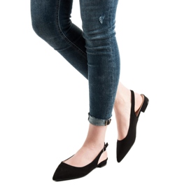 SHELOVET Ballerine din piele de căprioară la modă negru 1