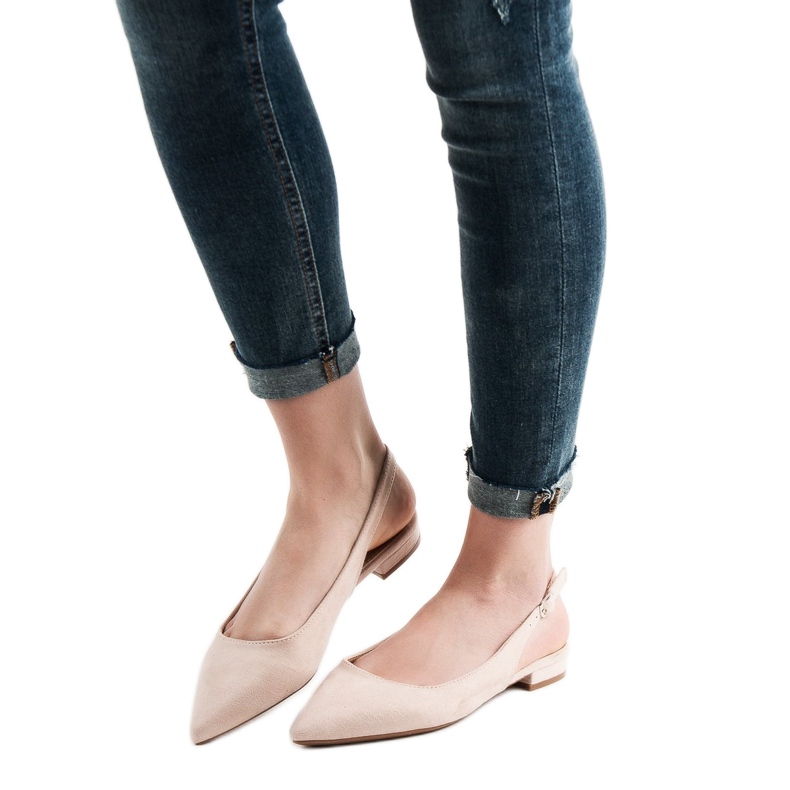 SHELOVET Ballerine din piele de căprioară la modă maro 2