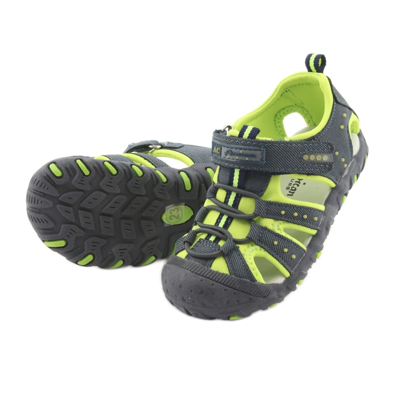 Sandale cu velcro American Club DR11 pentru băieți verde albastru marin 5