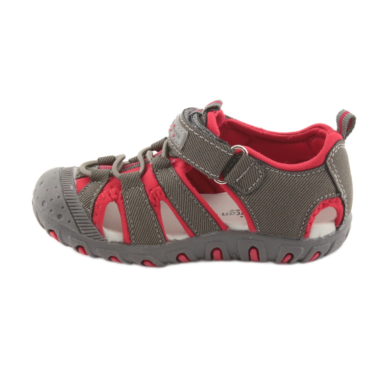 Sandale cu velcro American Club DR11 pentru băieți gri roșu 2 Sandale cu velcro American Club DR11 pentru băieți gri roșu 2