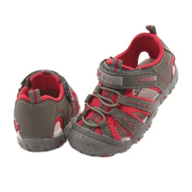 Sandale cu velcro American Club DR11 pentru băieți gri roșu 4 Sandale cu velcro American Club DR11 pentru băieți gri roșu 4
