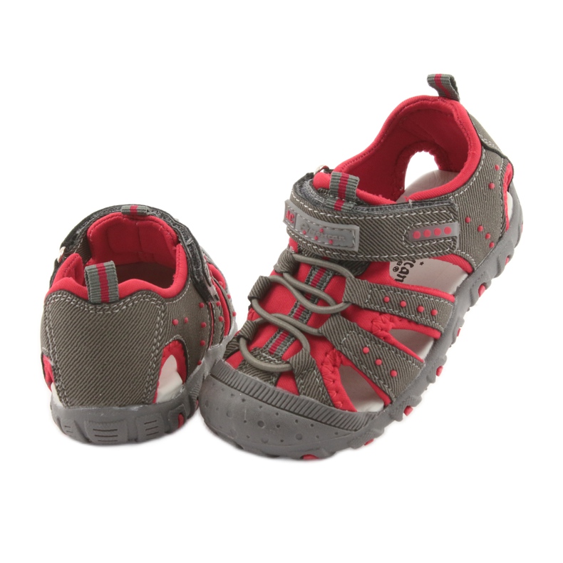 Sandale cu velcro American Club DR11 pentru băieți gri roșu 4 Sandale cu velcro American Club DR11 pentru băieți gri roșu 4