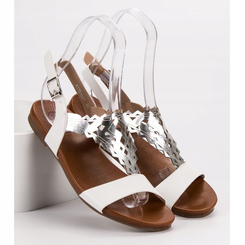 Kylie Sandale plate elegante alb 1