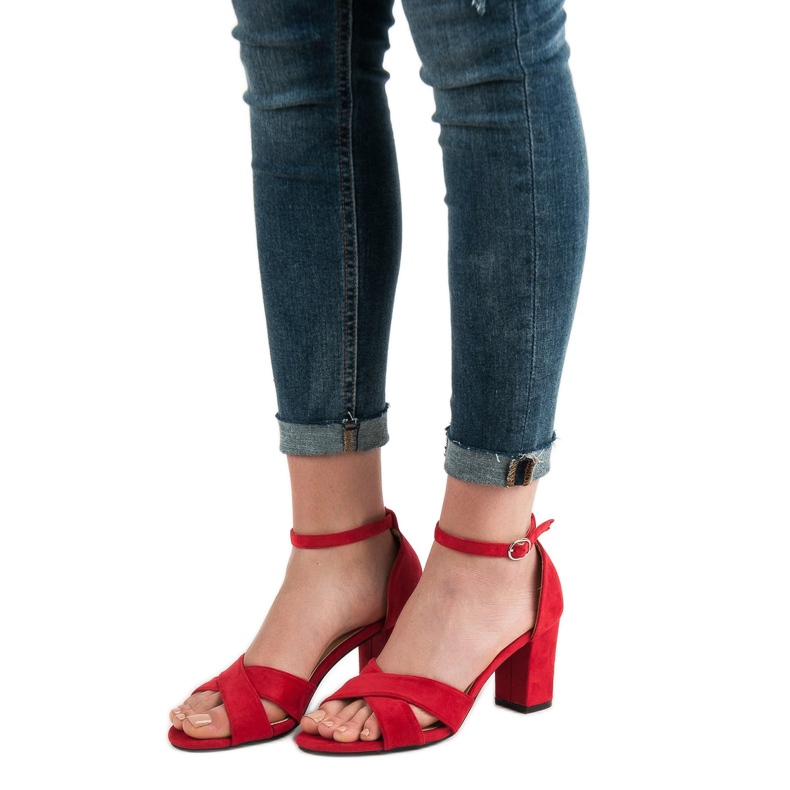 Best Shoes Sandale din piele roșie roșu 1