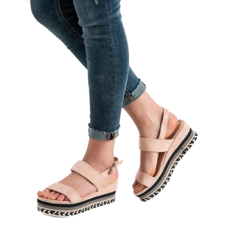 Primavera Sandale Boho Wedge roz 2