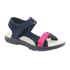 Sandale cu inserție din piele bleumarin American Club RL10 roz albastru marin 1