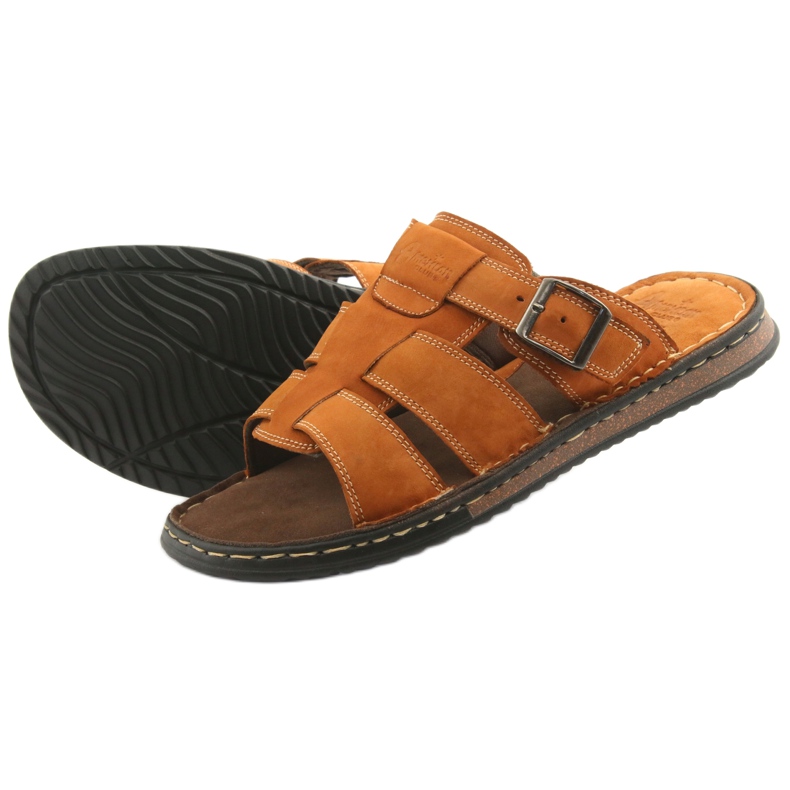 American Club American Men's Flip Flops Lightweight Podka06 Brown maro 4