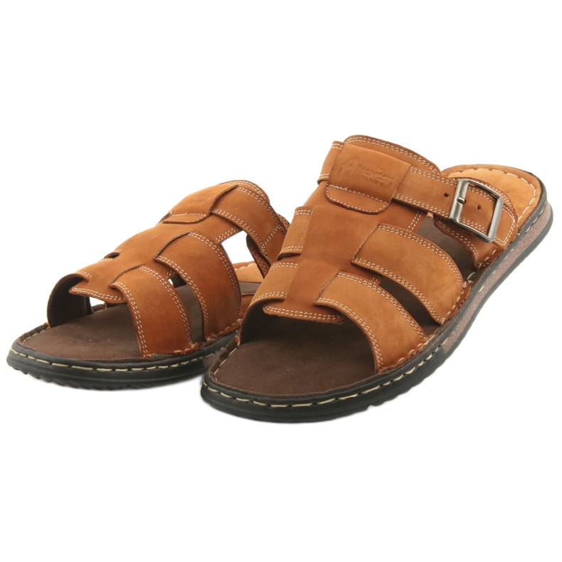 American Club American Men's Flip Flops Lightweight Podka06 Brown maro 3