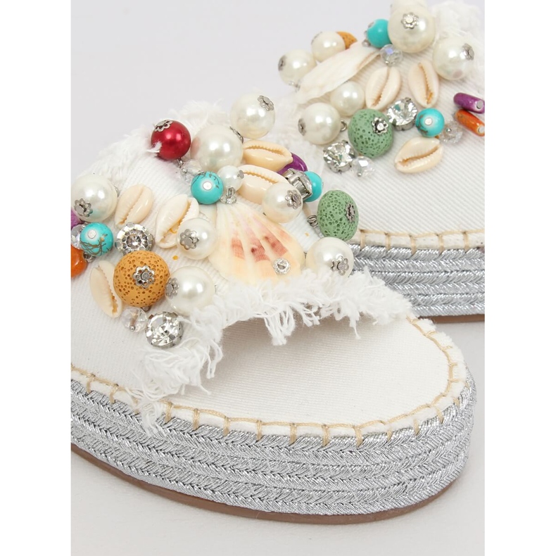 Alb JH80 Espadrile din denim alb multicolor 1