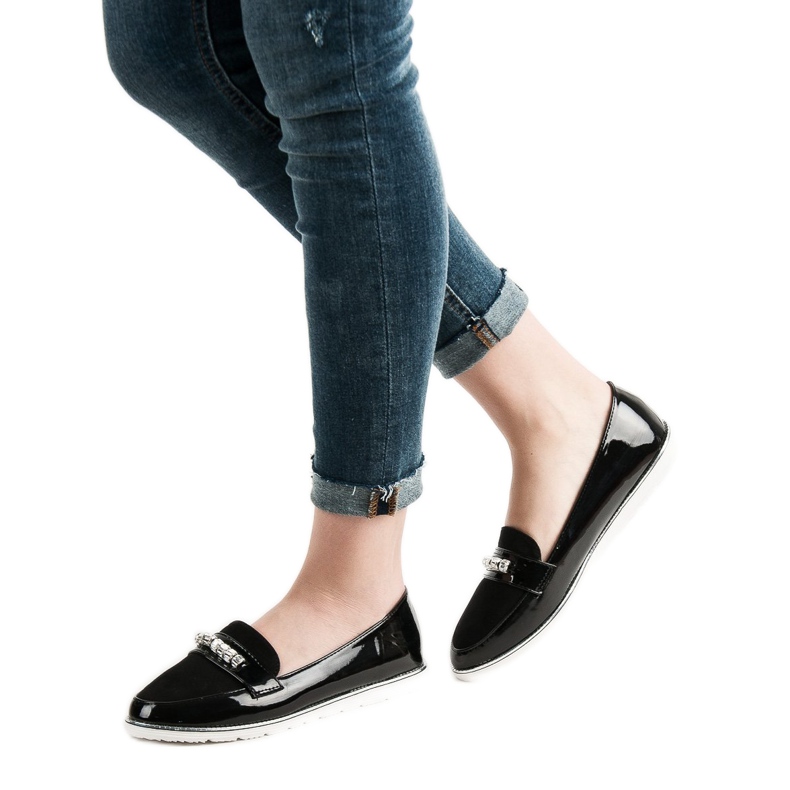 SHELOVET Mocasini lăcuți negru 1