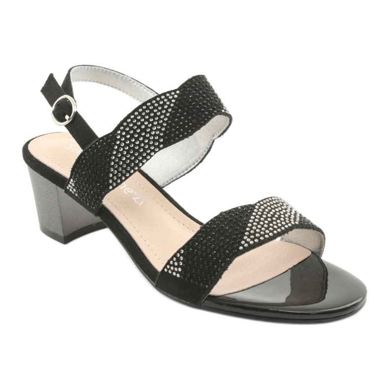 Sergio Leone Sandale pe SK795 Post Negru cu zirconi 1
