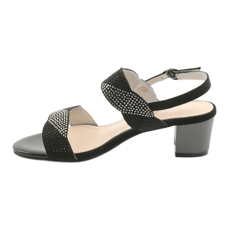 Sergio Leone Sandale pe SK795 Post Negru cu zirconi 2