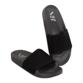 Papuci negri cu curea tricotată PT-110 Negru 1 Papuci negri cu curea tricotată PT-110 Negru 1