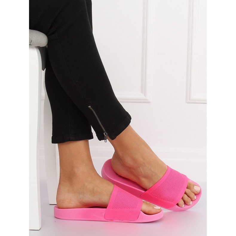 Papuci cu o centură tricotată roz PT-110 Fuchsia 1