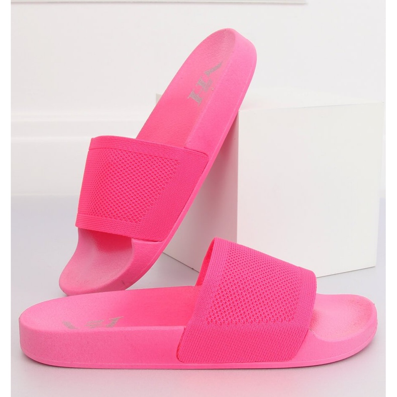 Papuci cu o centură tricotată roz PT-110 Fuchsia 2