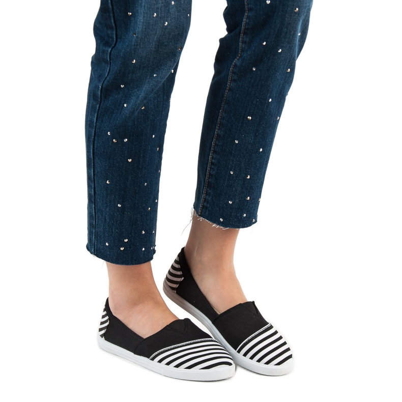 SHELOVET Adidași ușori alunecați alb negru 2