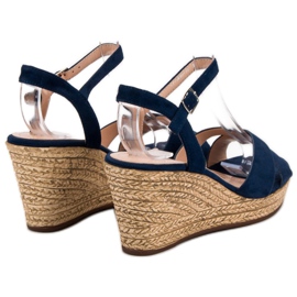 Best Shoes Sandale albastru marină pe pană 1