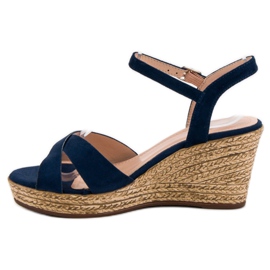 Best Shoes Sandale albastru marină pe pană 2