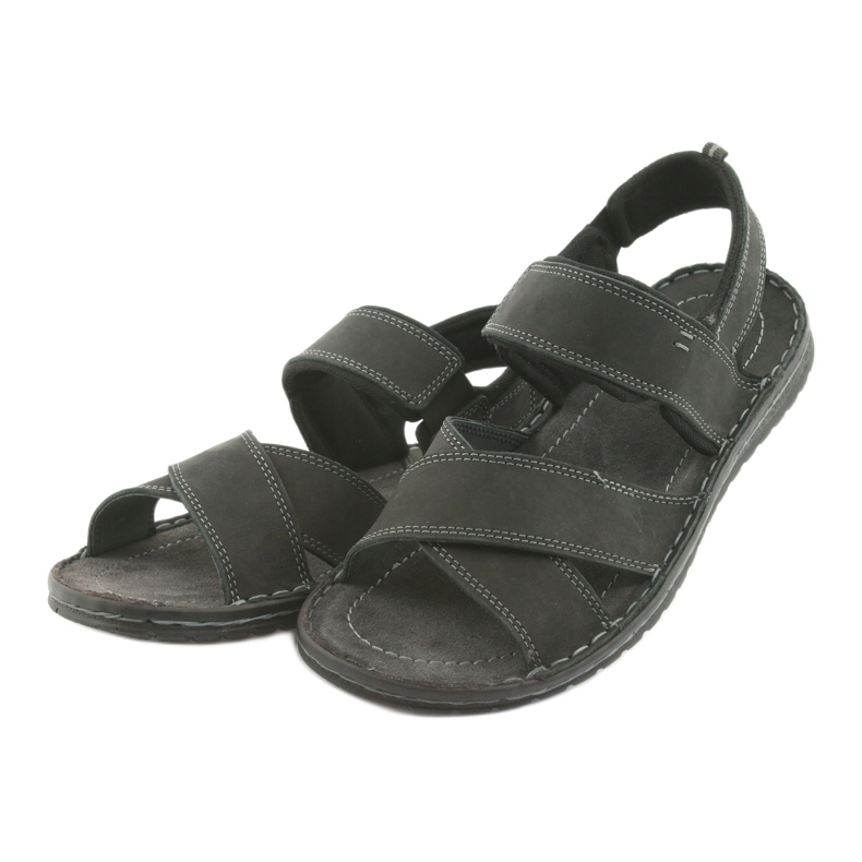 Riko Sandale din piele sport pentru bărbați 852 Negru 3