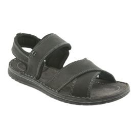 Riko Sandale din piele sport pentru bărbați 852 Negru 1