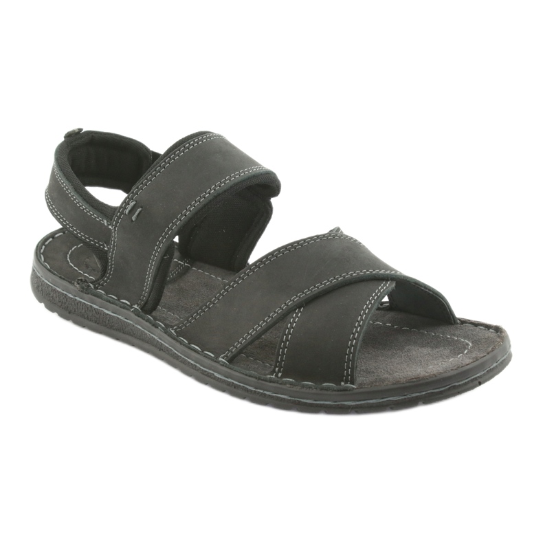 Riko Sandale din piele sport pentru bărbați 852 Negru 1