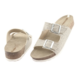 Papuci bej Inblu NM013 de culoare bej, cu particule de argint maro gri 4