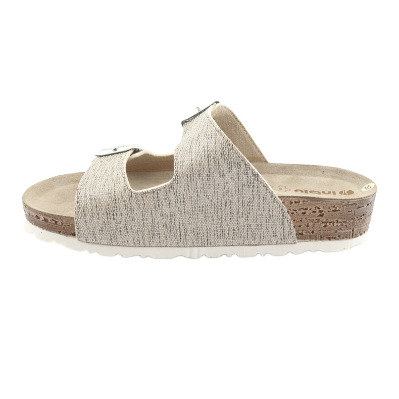 Papuci bej Inblu NM013 de culoare bej, cu particule de argint maro gri 2