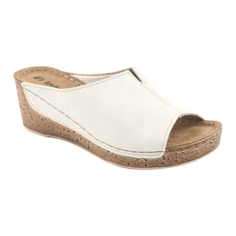 Papuci de damă cu pene Inblu NG002 bej 1