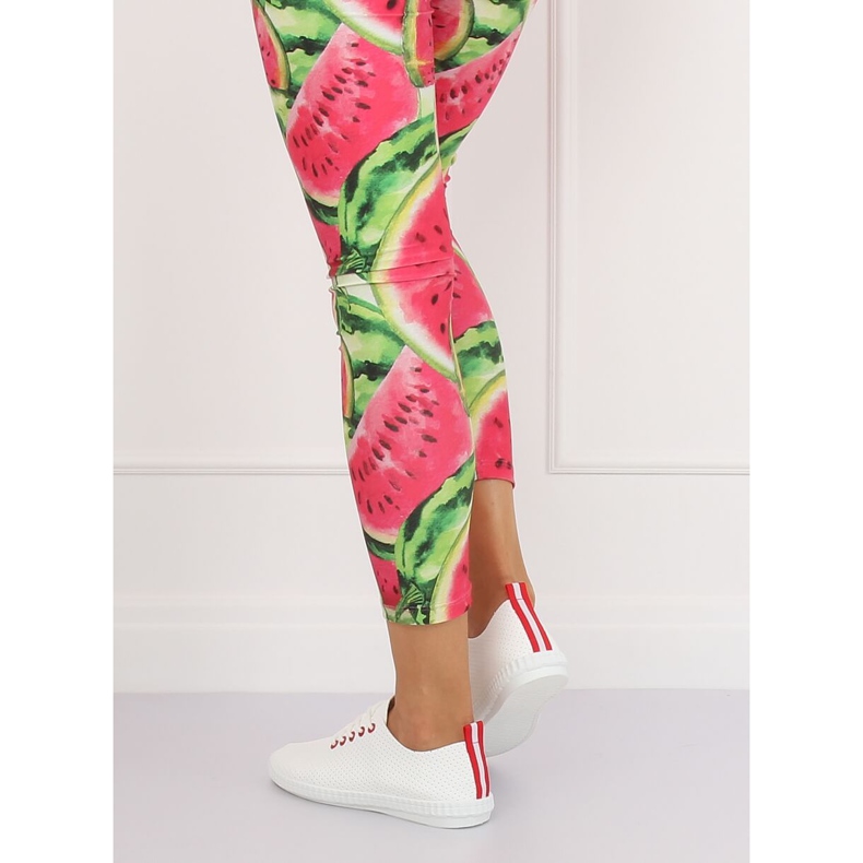 Adidași de damă albi și roșii B111-17 ALB / ROȘU 2