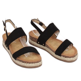 Sandale negre pe talpă de plută CH-118 Negru 2