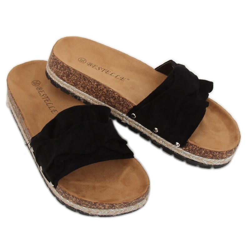 Papuci de tip espadril negru BJS-002 Negru 2