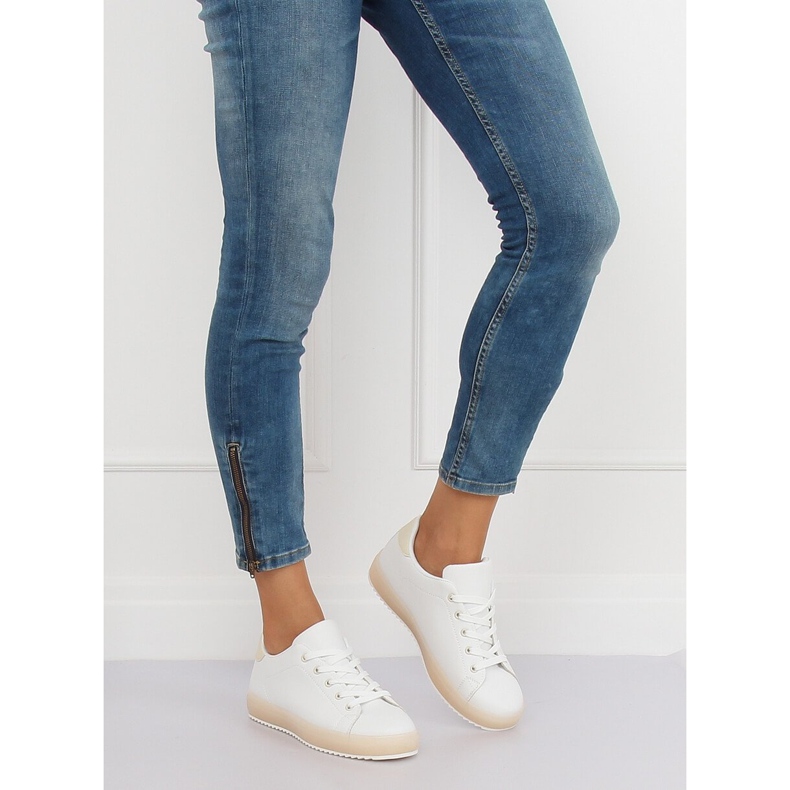 Adidași de damă albi și bej 9118 Bej maro 1