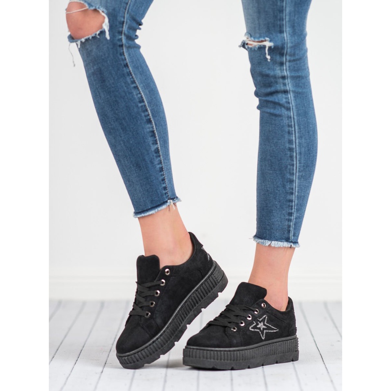 SHELOVET Suede Creepers negru 1