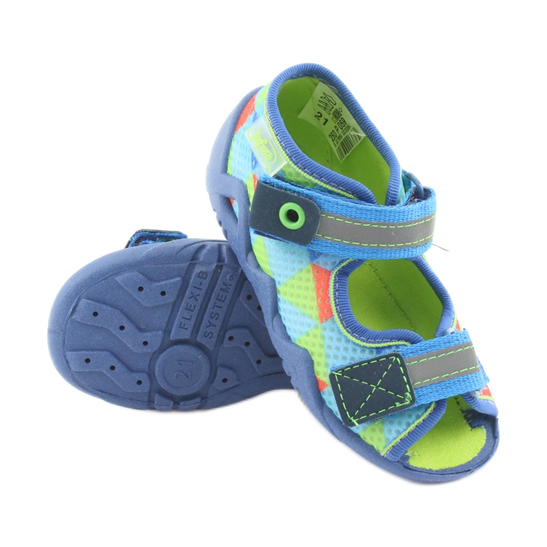 Papuci Befado 250P059 albastru, verde portocale 3