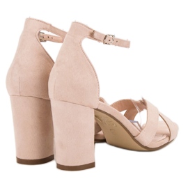 Ideal Shoes Sandale pe o bară maro 2