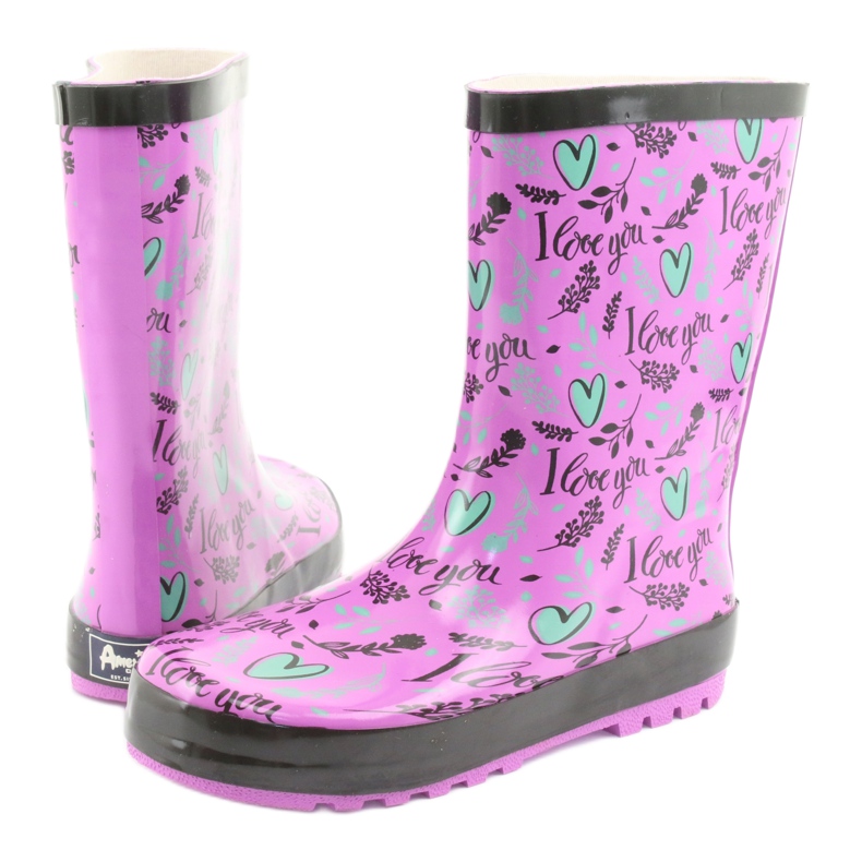 American Club Cizme americane cu inimă negru violet verde 4