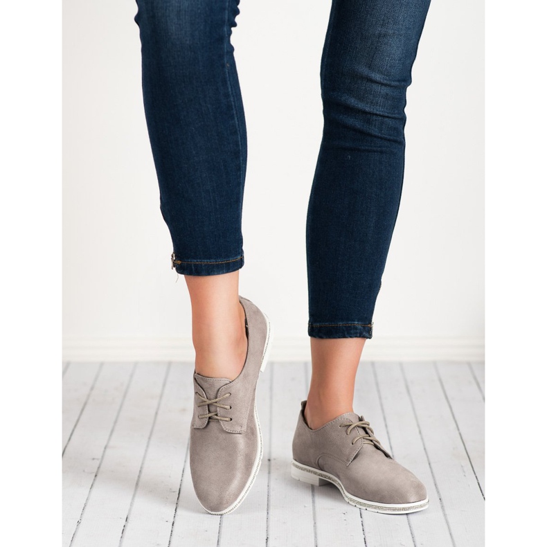 Marquiz Pantofi de piele intoarsa gri 2