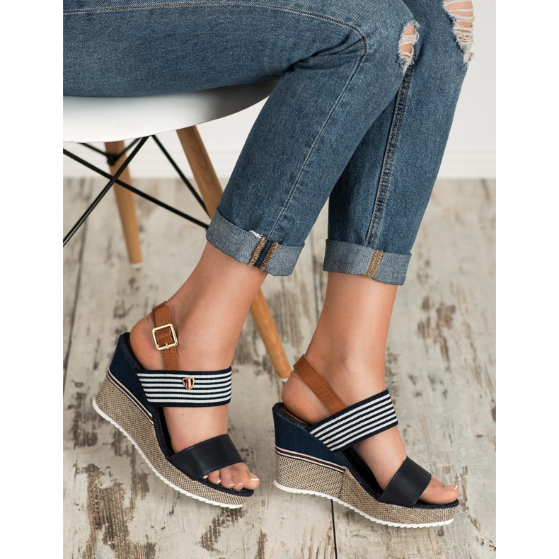 Goodin Sandale de marinar pe o pană alb maro albastru multicolor 1