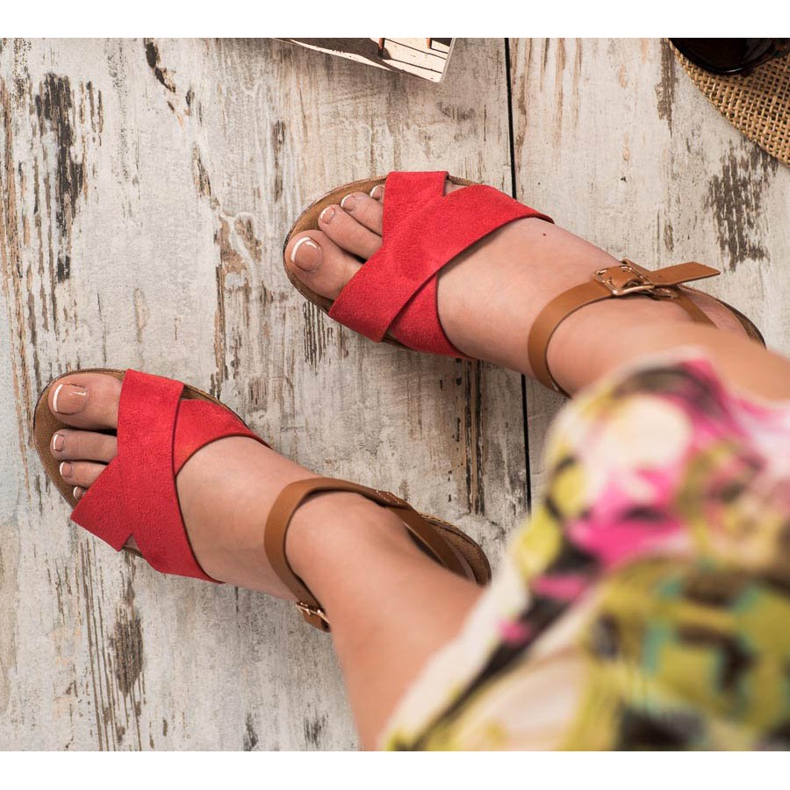 Primavera Sandale cu pană maro roșu 1