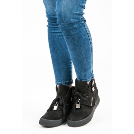 Seastar Pantofi de căprioară cu pană negru 1