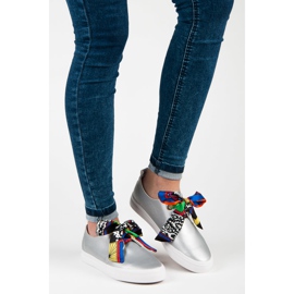 Seastar Adidași eleganți legați cu o panglică gri 1