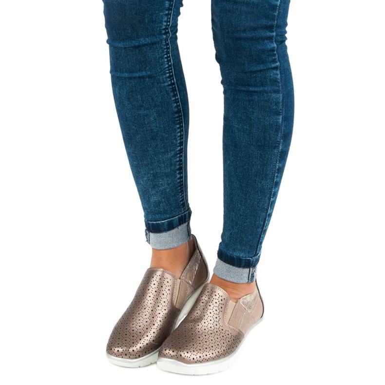 Filippo Pantofi Golden Slip On de aur 1