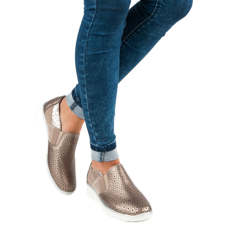 Filippo Pantofi Golden Slip On de aur 2