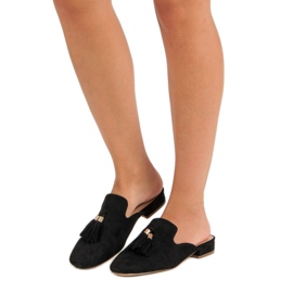 Vinceza Papuci din piele neagră negru 1