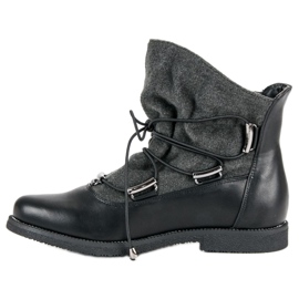 Cizme negre pe toc plat negru 1