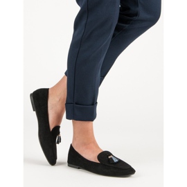 Small Swan Mocasini cu sclipici negru 2