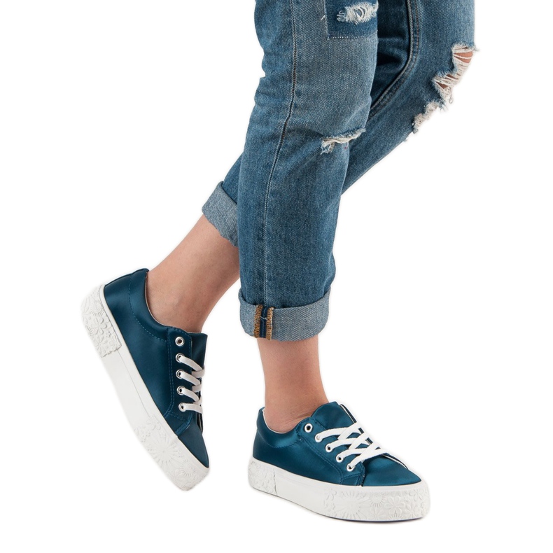 Kylie Adidași din satin pe platformă albastru 1